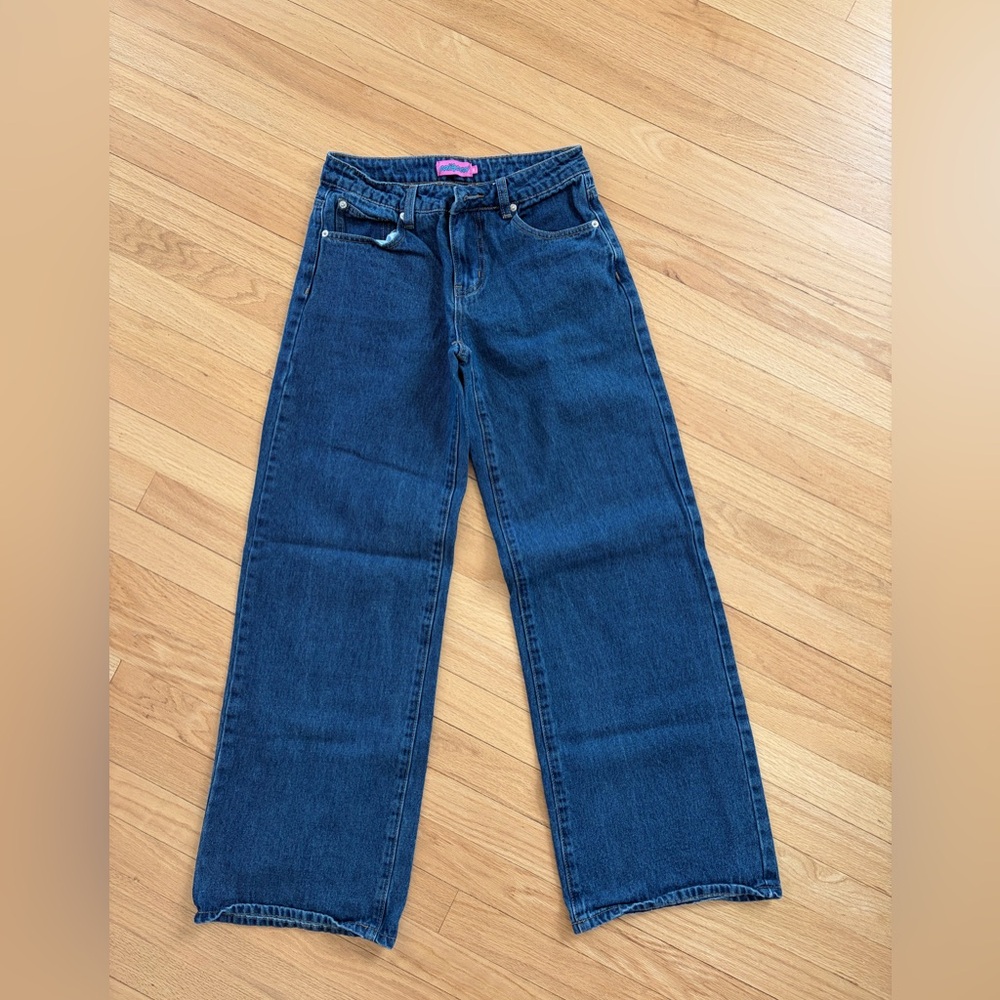 Edikted Blue Denim Jeans with Pink Tag